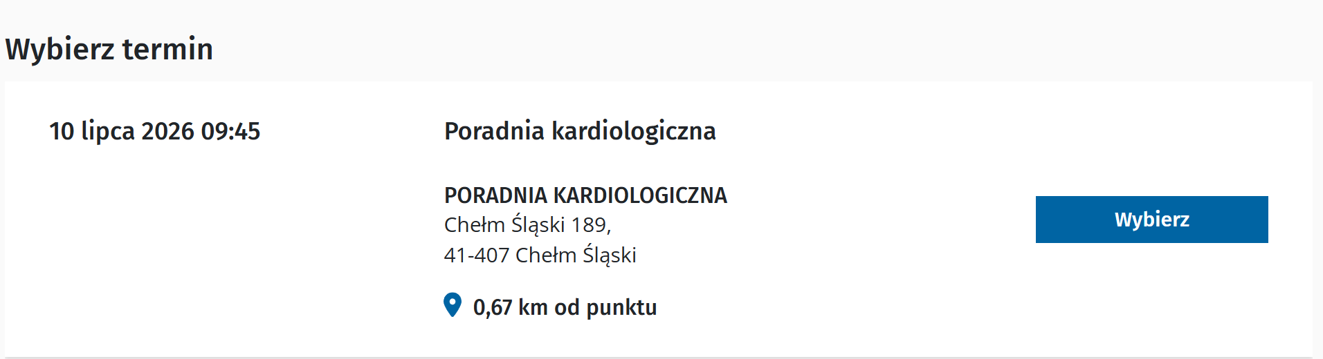Nieprawidłowy adres poradni kardiologicznej - CeR